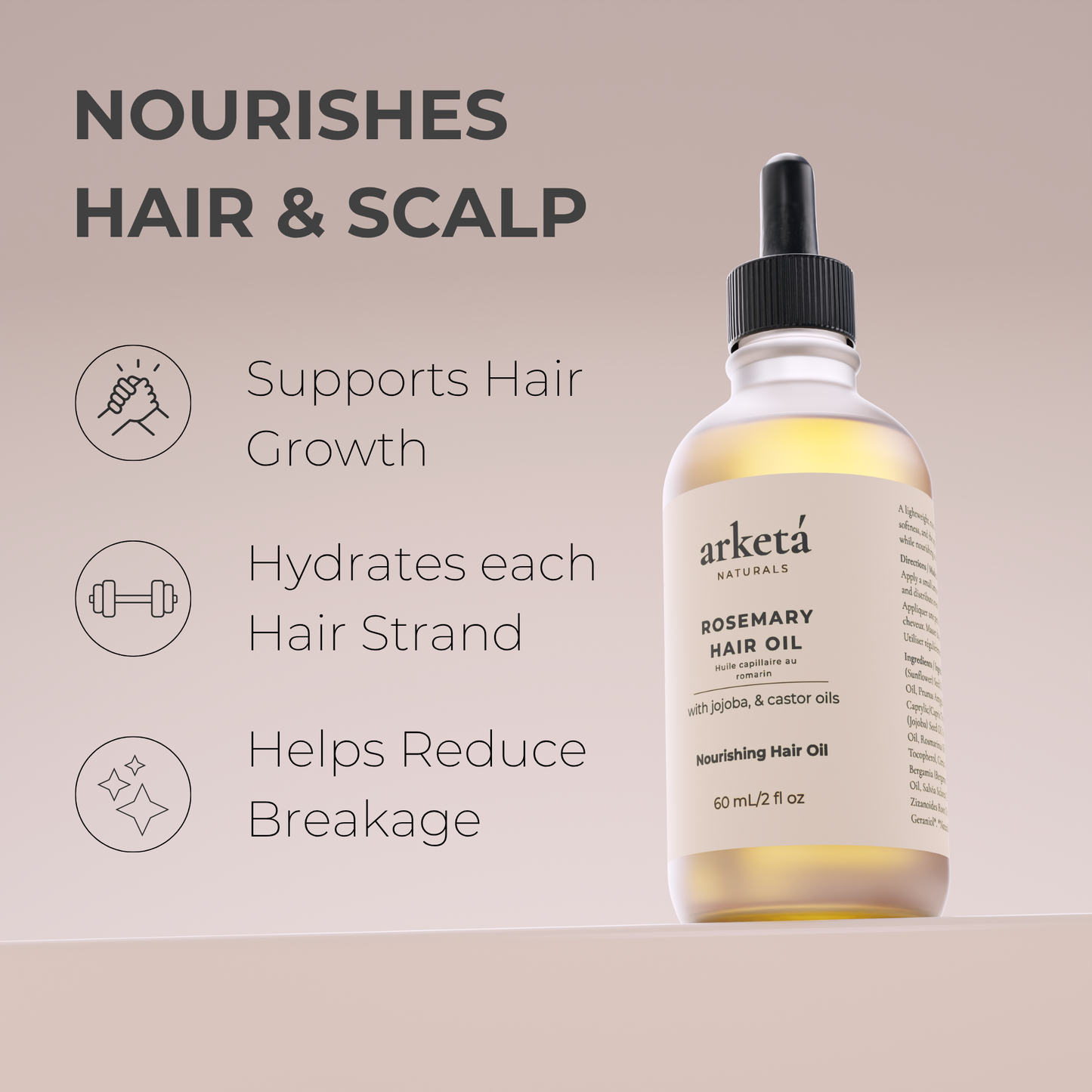Arketá Naturals Rosemary Hair Oil – 60 mL