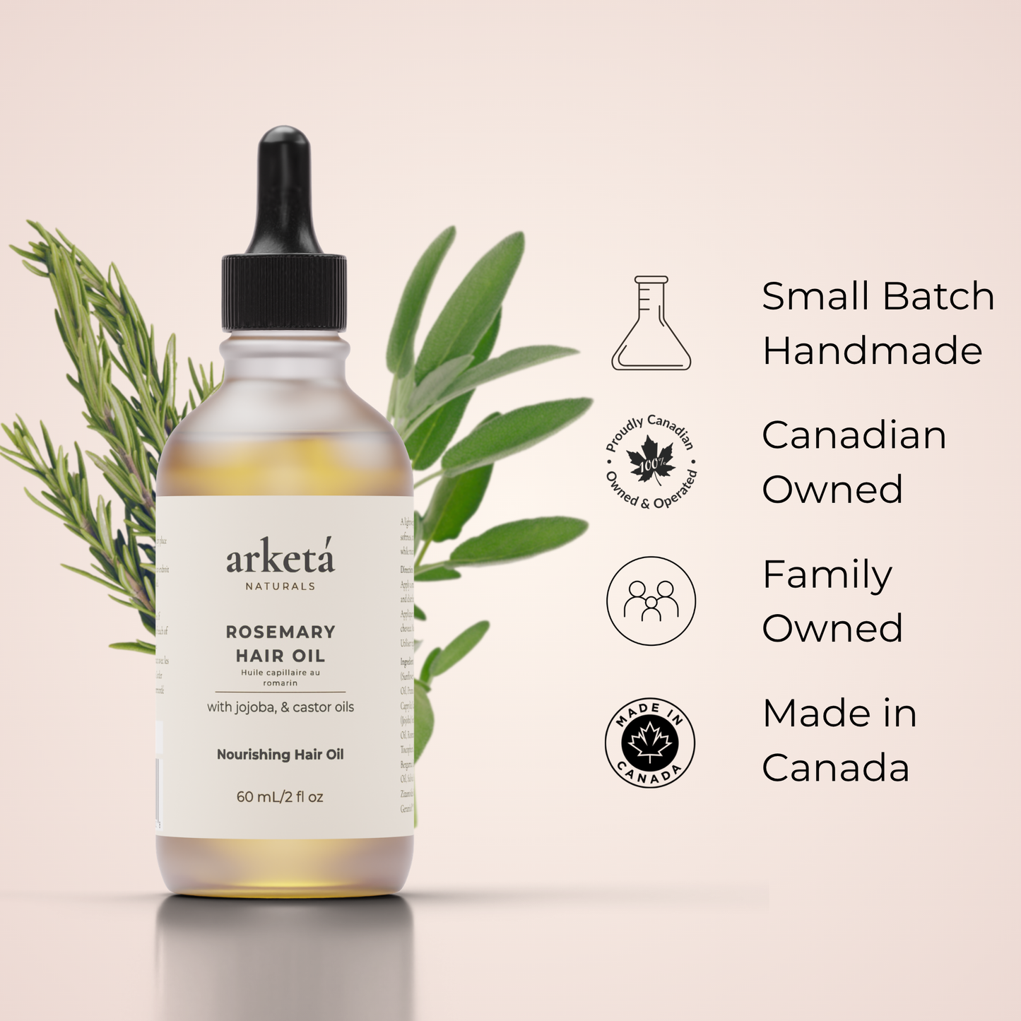 Arketá Naturals Rosemary Hair Oil – 60 mL